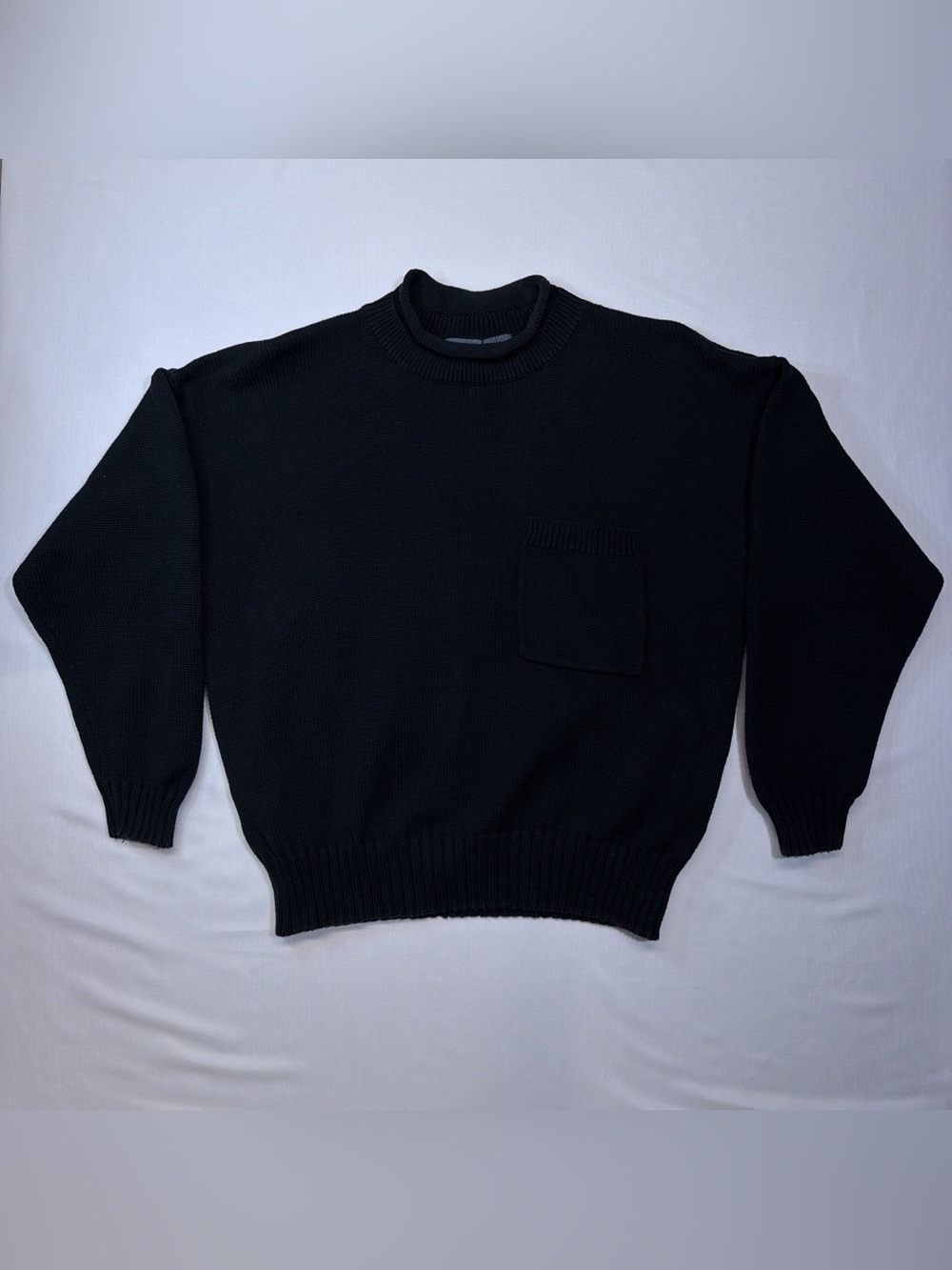 Liz wear Women's Black Pocket Turtleneck Knit Sweater Size L